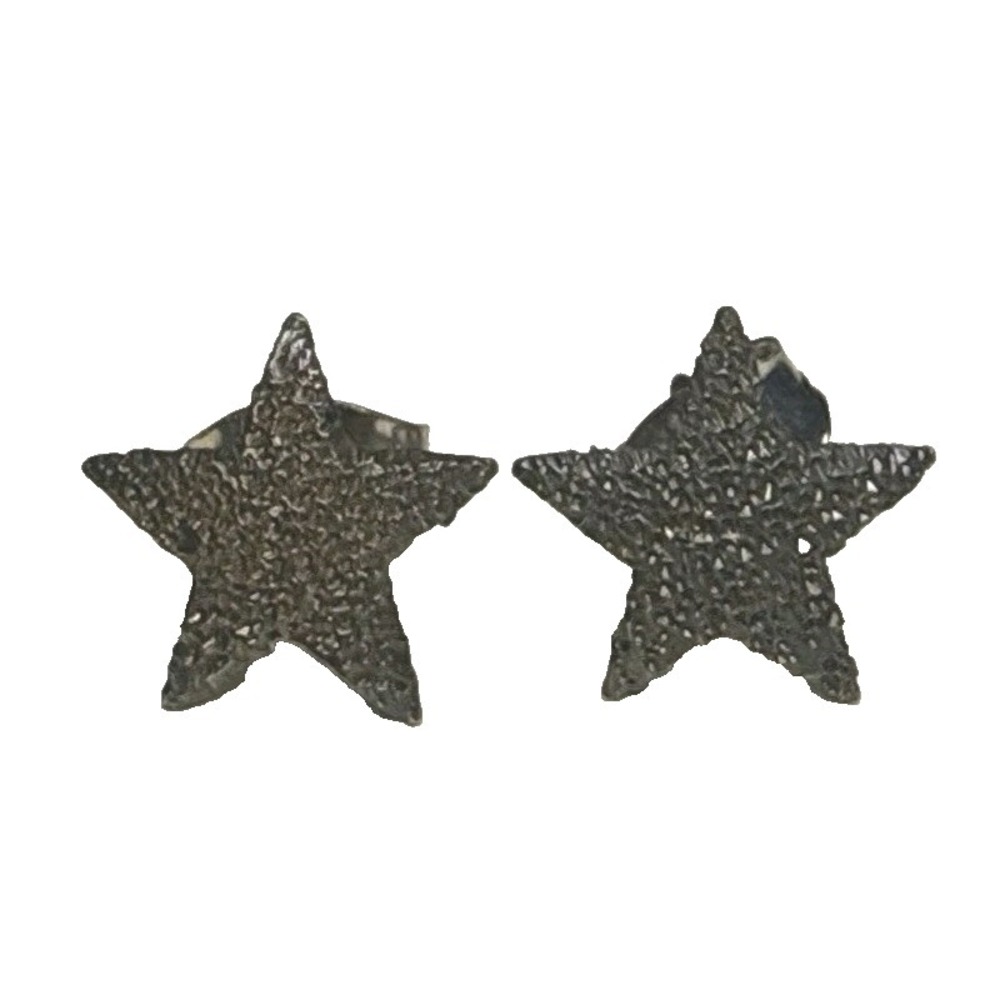 Dainty Black‎ Sparkly Star Shaped Stud Earrings Vtg J-6Q